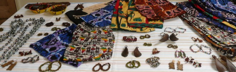Bags, aprons and jewellery and craft items made at the school 